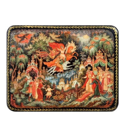 ШК-19/ 4-B Шкатулка в технике декупаж "Иван царевич и серый волк" (10х8х3,5)