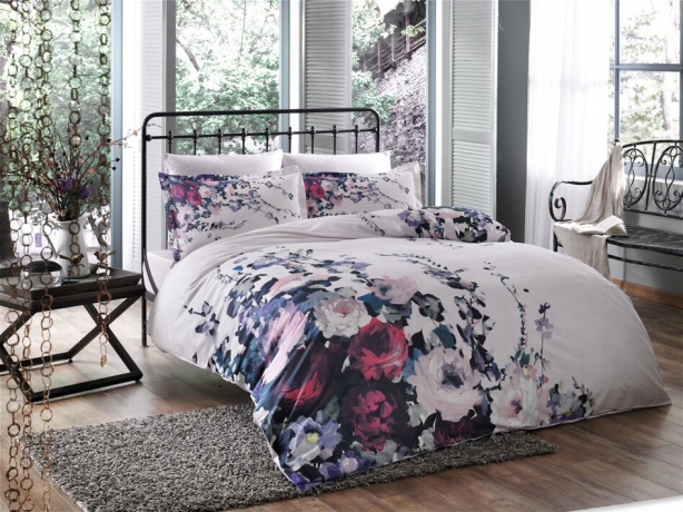 Комплект постельного белья TAC SATIN, 1,5 сп. Veronica, лииловый