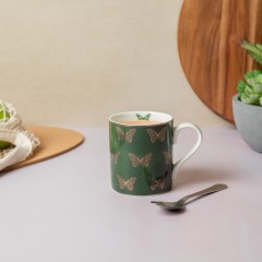 Кружка фарфоровая Butterflies Mikasa GREEN, 280 мл. Kitchen Craft