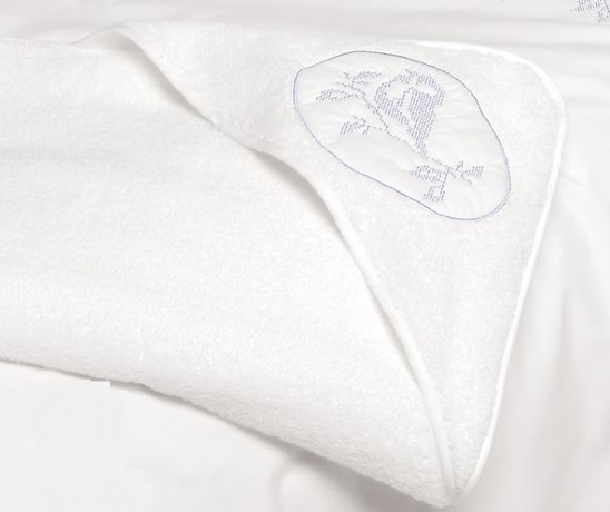 Полотенце с капюшоном "СИНИЧКИ", 100х100см. белый/голубой, BOVI