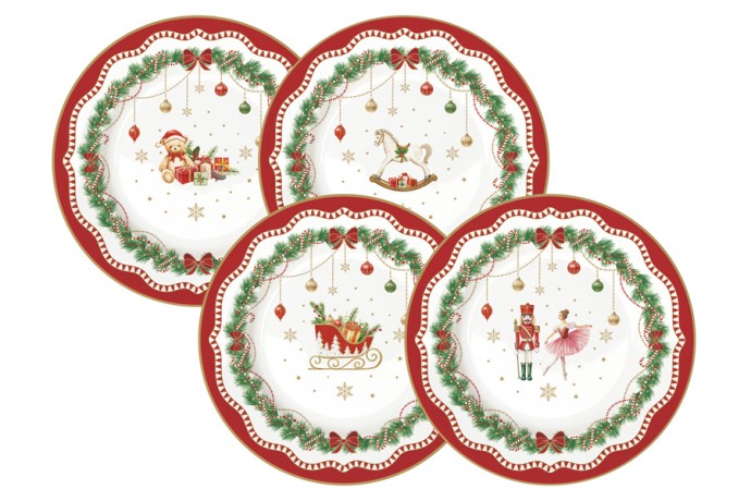 Тарелка десертная, 19 см, 4 шт, фарфор P, белая, Микс, Magie de Noel, Easy Life