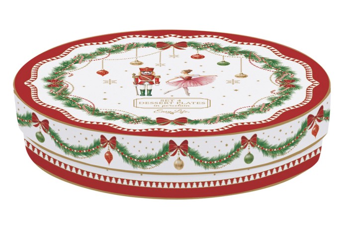 Тарелка десертная, 19 см, 4 шт, фарфор P, белая, Микс, Magie de Noel, Easy Life