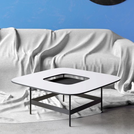 Журнальный столик Space S, 80x80x35,5 cм. черный/светлый камень, Zahodi