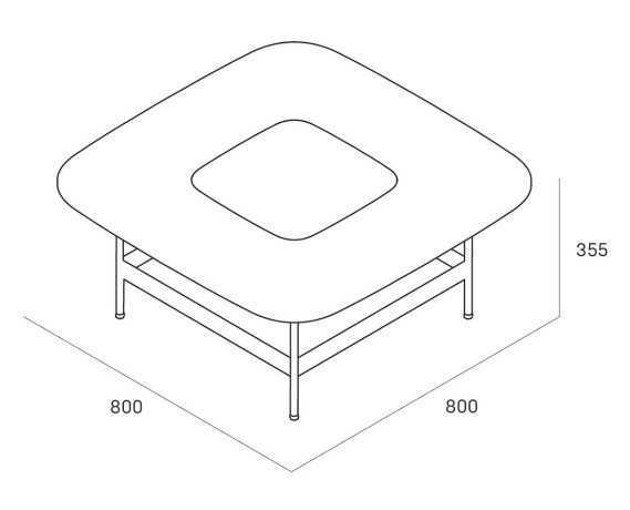 Журнальный столик Space S, 80x80x35,5 cм. черный/светлый камень, Zahodi