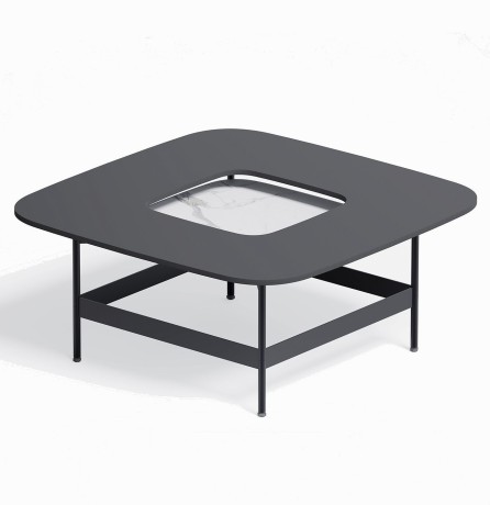Журнальный столик Space S, 80x80x35,5 cм. черный/светлый камень, Zahodi