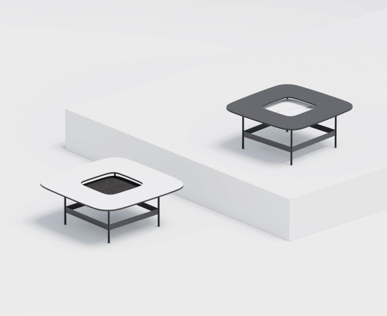 Журнальный столик Space S, 80x80x35,5 cм. черный/светлый камень, Zahodi