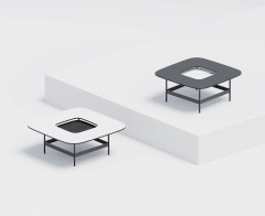 Журнальный столик Space S, 80x80x35,5 cм. черный/светлый камень, Zahodi