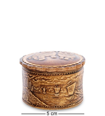 BST-118/ 1 Шкатулка "Кошка с собакой" мал. (береста)