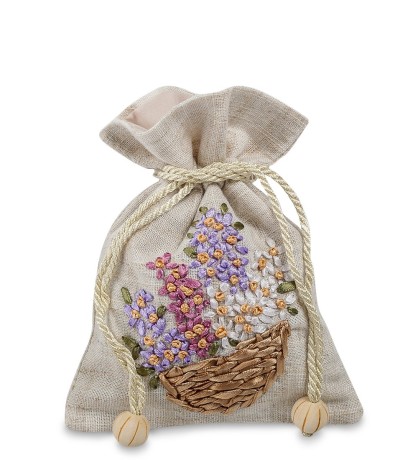 LK-14 Мешочек из льна "Цветочная корзина"