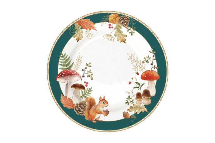 Тарелка десертная, 19 см, 4 шт, фарфор P, белая, Микс, Белка и грибы, Autumn Breeze, Easy Life