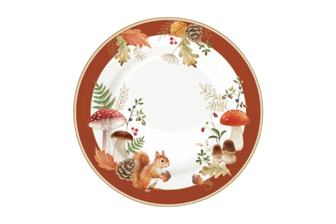 Тарелка десертная, 19 см, 4 шт, фарфор P, белая, Микс, Белка и грибы, Autumn Breeze, Easy Life