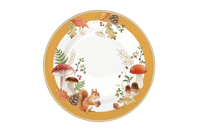 Тарелка десертная, 19 см, 4 шт, фарфор P, белая, Микс, Белка и грибы, Autumn Breeze, Easy Life