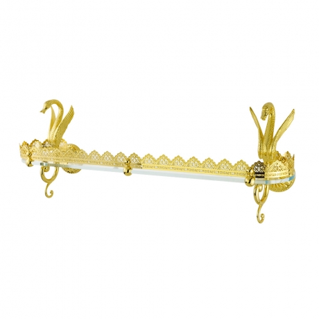 Полка с галереей Лебеди Luxor, 70 см. стекло/золото