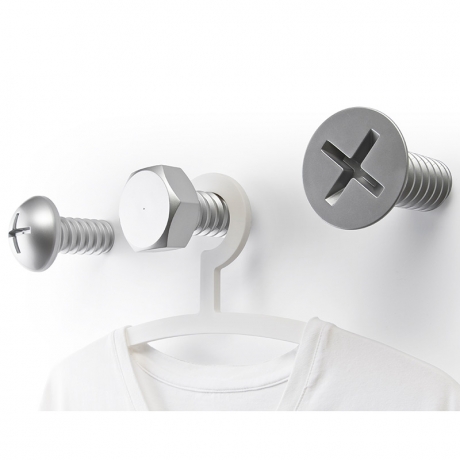 Набор вешалок Screw, 3 шт. металлик, Qualy