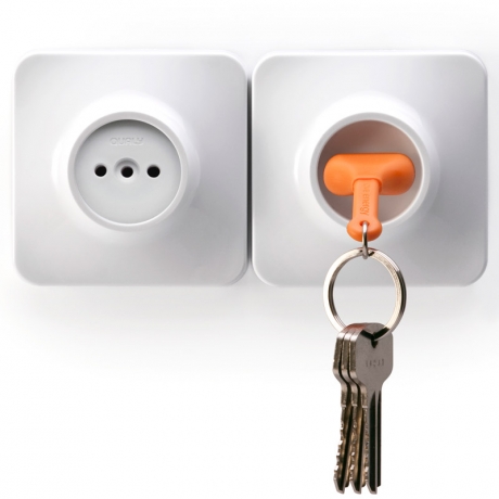 Брелок+держатель для ключа Unplug, оранжевый, Qualy