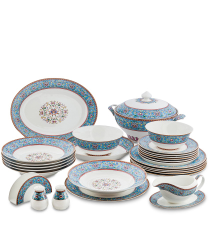 JK-174 Столовый сервиз 27 пр. на 6 перс. "Арабески" (Arabesca Blue Pavone)