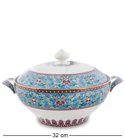 JK-174 Столовый сервиз 27 пр. на 6 перс. "Арабески" (Arabesca Blue Pavone)