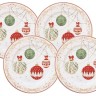 Тарелка десертная, 19 см, 4 шт, фарфор P, белая, Новогодние шары, Christmas Eve, Easy Life