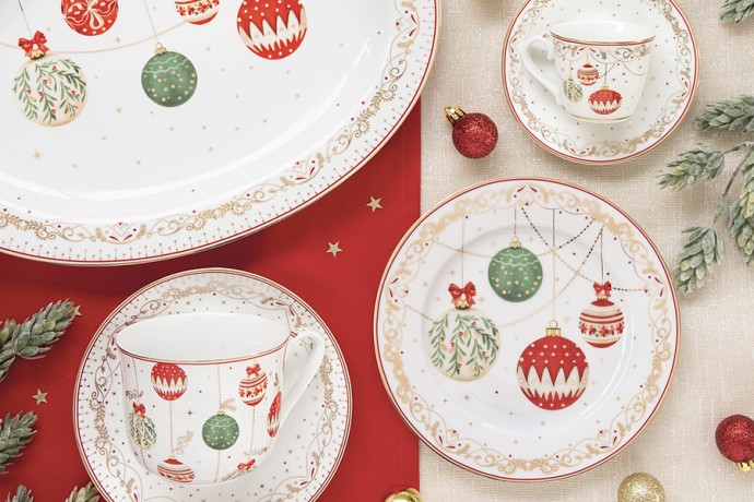 Тарелка десертная, 19 см, 4 шт, фарфор P, белая, Новогодние шары, Christmas Eve, Easy Life