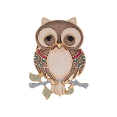 Брошь Сова на ветке XZ0869.15 BR/G Shadore