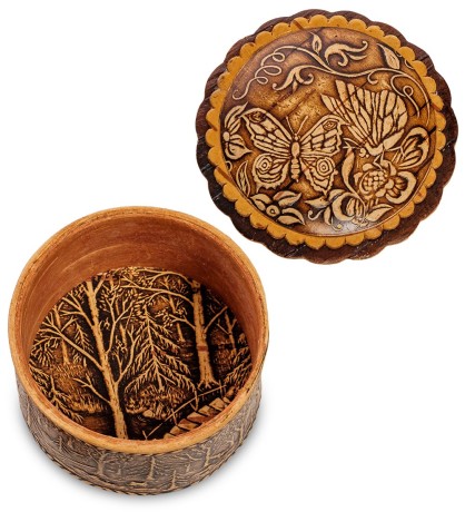 BST-119 Шкатулка "Бабочки" мал. (береста)