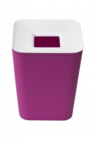 Корзина для мусора квадратная Hole белая/фиолетовая