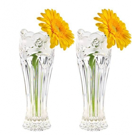 Набор из 2-х хрустальных ваз для цветов Цветок розы матовый, 18 см, Marc Aurel