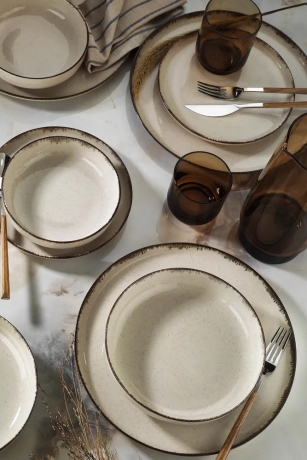 Комплект столовой посуды "Жемчужное настроение" 24 предметов корица