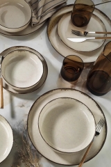 Комплект столовой посуды "Жемчужное настроение" 24 предметов корица