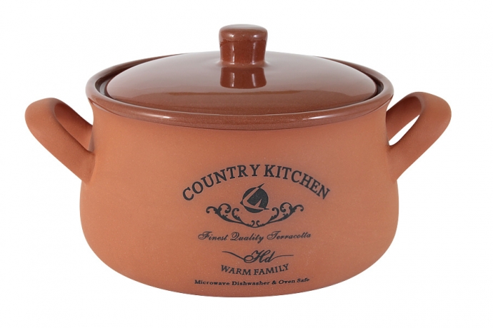 Горшочек с ручками и с крышкой Умбра, 1,0 л, Terracotta