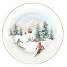 Тарелка десертная, 19 см, фарфор P, белая, Лыжники в горах, Chalet, Easy Life