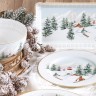 Тарелка десертная, 19 см, фарфор P, белая, Лыжники в горах, Chalet, Easy Life