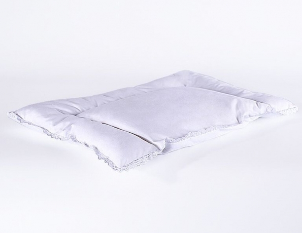 Подушка для грудничка, декор кружевом с бамбуком в хлопковом чехле "Бамбуковый медвежонок", 40х60 см. Natures