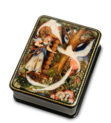ШК-19/ 4-E Шкатулка в технике декупаж "Гуси-лебеди" (10х8х3,5)