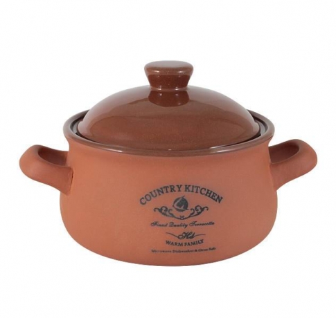 Горшочек с ручками и с крышкой Умбра, малый, 0,5л, Terracotta