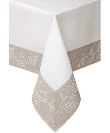 Скатерть "САНТОЛИНА", 160х180см. белый/льняной, BOVI