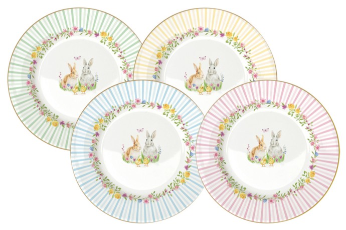 Тарелка десертная, 4 шт, 19 см, фарфор P, Микс, Кролики и цыплята, Happy Easter, Easy Life
