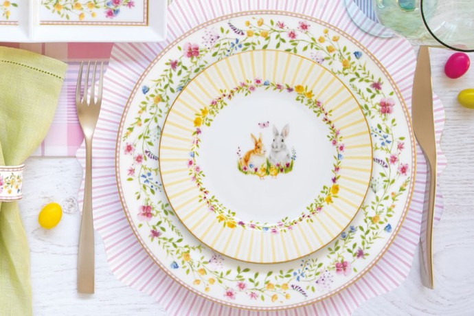 Тарелка десертная, 4 шт, 19 см, фарфор P, Микс, Кролики и цыплята, Happy Easter, Easy Life