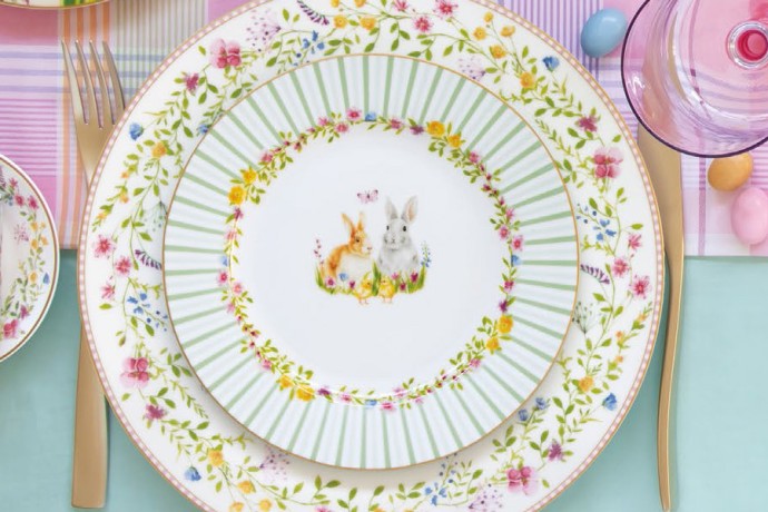 Тарелка десертная, 4 шт, 19 см, фарфор P, Микс, Кролики и цыплята, Happy Easter, Easy Life