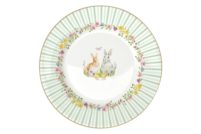Тарелка десертная, 4 шт, 19 см, фарфор P, Микс, Кролики и цыплята, Happy Easter, Easy Life