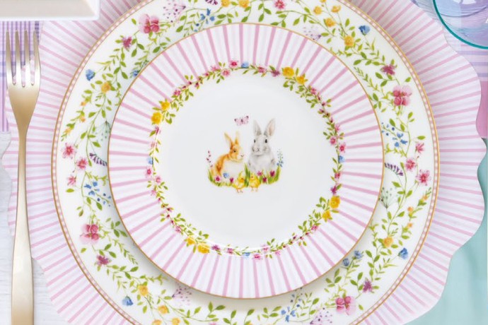 Тарелка десертная, 4 шт, 19 см, фарфор P, Микс, Кролики и цыплята, Happy Easter, Easy Life