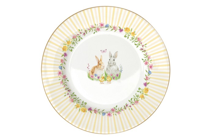 Тарелка десертная, 4 шт, 19 см, фарфор P, Микс, Кролики и цыплята, Happy Easter, Easy Life