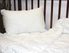 Подушка регулируемая для детей, с бамбуком в хлопковом чехле, декор кружевом, стеганая &quot;Бамбуковый медвежонок&quot;, 40х60 см. Natures