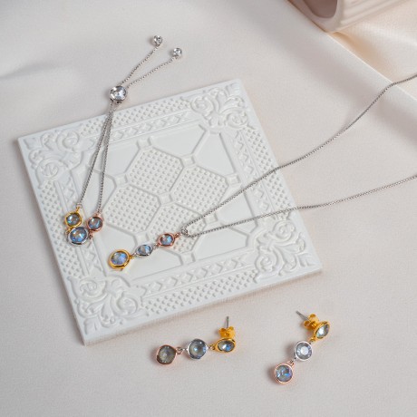 Серьги Gray colors (Crystal, Grey, Black diamond) Fiore Luna