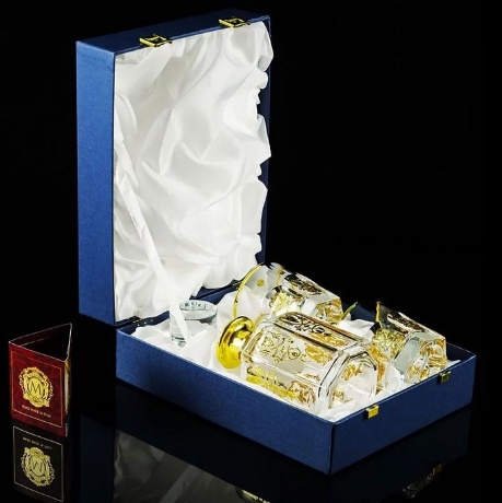 Комплект для виски GLORIA: графин + 2 стакана, хрусталь/декор, золото 24К