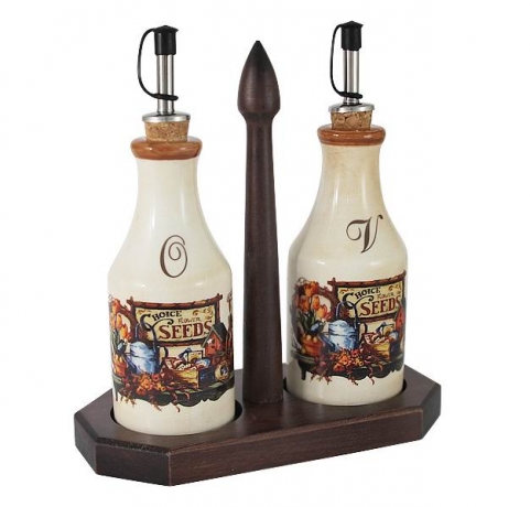 Набор для масла и уксуса на подставке "Садовые цветы" 275 мл. LCS