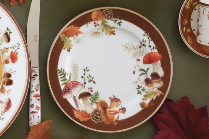 Тарелка закусочная, 19 см, фарфор P, белая, Белка и грибы, Autumn Breeze, Easy Life