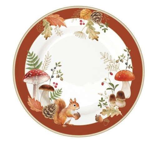 Тарелка закусочная, 19 см, фарфор P, белая, Белка и грибы, Autumn Breeze, Easy Life