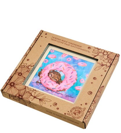 SZ-431 Панно керамическое "Один кофе - один пончик" 10х10