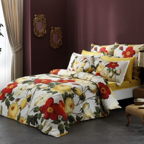 Комплект постельного белья TAC SATIN DIGITAL /2 сп. VINTAGE, красный